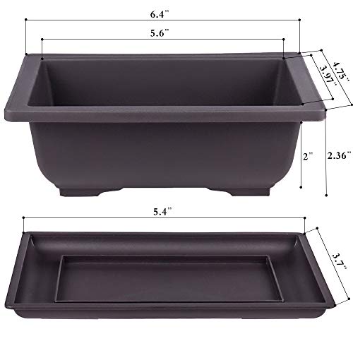 MUZHI 6PCS/Pack Retro Style Basin Plastic Flower Pot 6.5 Inch Flower Bonsai Tree Plant Bowl Nursery Pots Maceta Cuadrada Simulational Purple Sands Pots with Tray Rectangle Small - size: 6pcs small rect 6.5"