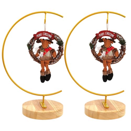 YY YEARCHY Terrarium Ornament Display Metal Air Plant Stand Flower Pot Holder Iron Pothook Stand for Hanging Glass Terrarium Globe Ball (Gold, 2)
