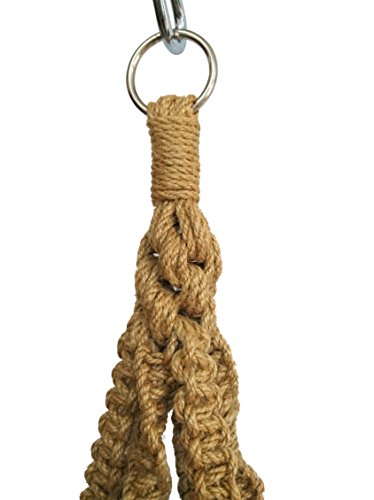 1 PCS 6 Legs Macrame Plant Hanger Jute Double Tiers Plant Hanger & Plant Holder with 6 pcs Round Brown Wood Bead, Hanging Planter 65-inches for 8 inch and 10 Inch Plant Pot (Without Pot)