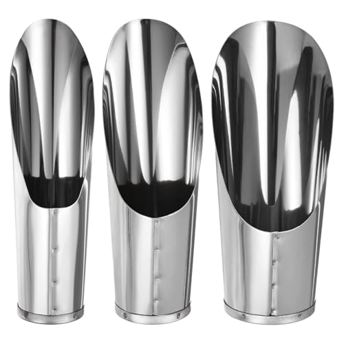 Generic 1-Set Bonsai Soil Scoop, 3 Sizes Stainless Steel Garden Soil Scoops Bucket Shovels Potting Scoopers for Transplanting/Flower Planting, Small Gardening Tools [Silver Tone]