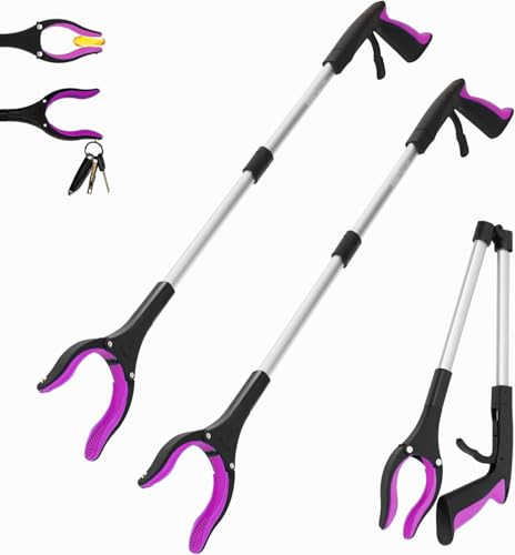 Grabber Reacher Tool - 2 Pack 32” Reacher Grabber Tool with Strong Magnetic and Swivel Head - Pick Up Stick Grabbers for Seniors, Trash, Surgery Recovery Must Haves Gifts(Pink) - size: Pink(Pack of 2)