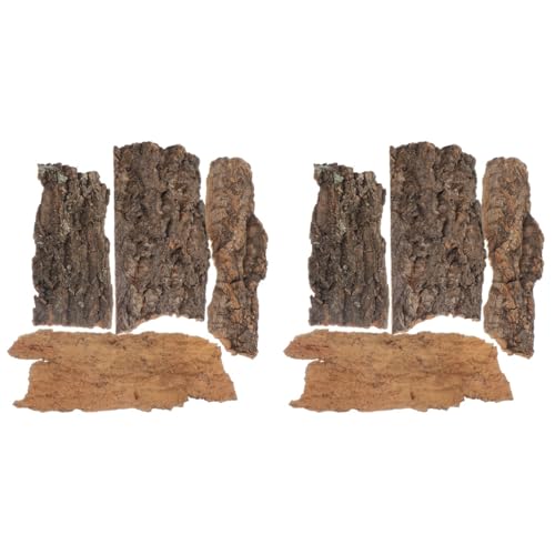 balacoo Reptile Cork Bark Decor Terrarium Climbing Hide for Snake Lizard Turtle Habitat Natural Tree Bark Look Secure Platform for Reptile Accessories 8 Pack 9.05 X 2.95 X 0.78 in