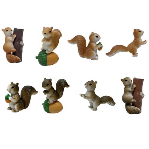 8 PCS Squirrel Garden Miniature Figurines,Cute Squirrel Flower Pot Decor for Fairy Garden, Hanging Glass Globe, Aquarium,Moss Terrariums, Succulent Planter,Table Car Dashboard Decor