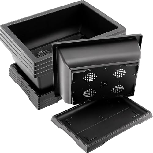 JOIKIT 10 Pack 9 Inch Plastic Bonsai Training Pots with Drainage Hole and Trays, Rectangular Bonsai Tree Pots, Plant Growing Pot for Garden, Decoration, Balcony - size: 9 Inch
