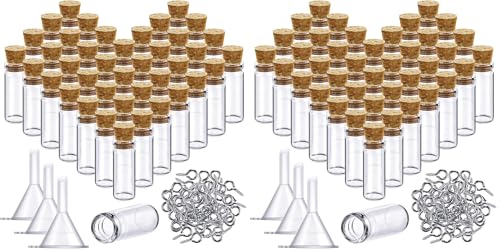 Yungyan 50 Pcs Mini Glass Bottles with Corks, Eye Screws, Funnels, 5ml - size: 5ml (Pack of 2)
