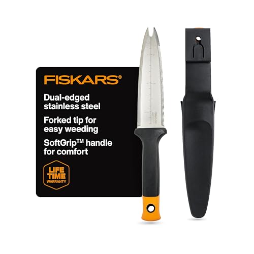 Fiskars Hori Hori Garden Knife with Sheath, Heavy Duty Gardening Hand Tool | Multi-Purpose Gardening Tool for Weeding, Planting and Digging, Includes Hanging Hole for Storage - style: Hori Knife