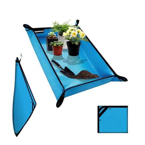 39.5"x31.5" Plant Transplanting Mat - Thickened Waterproof Potting Mat, Succulent Gardening Mat, Portable Repotting Mat for Mess Control, Indoor Outdoor Use (PVC-Blue) - color: Blue, size: 39.5" x 31.5" x 0.1"