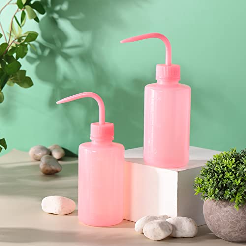 Lallisa 30 Pcs 250 ml Pink Tattoo Wash Bottle Narrow Mouth Squeeze Succulent Watering Bottles Water Squirt Lash Wash Rinse for Medical Lab Cleaning Washing