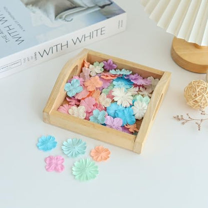100 Pcs Handmade Mixed Mulberry Paper Flowers 30 mm - 1.5 Inch Scrapbooking Wedding DIY Craft Supplies Card. (Mixed Flowers Pastels) - color: Mixed Flowers Pastels