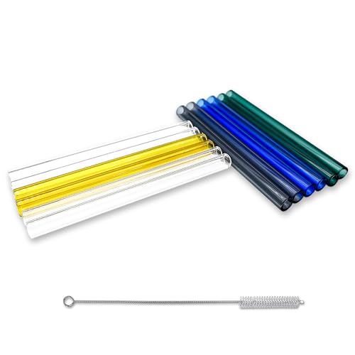 12 Pcs 6 Inches Borosilicate Glass Tubes, Gtysmox 5 Colors 12mm Diameter 2mm Thickness Glass Tubing with 1 Cleaning Brush - size: 6 inches