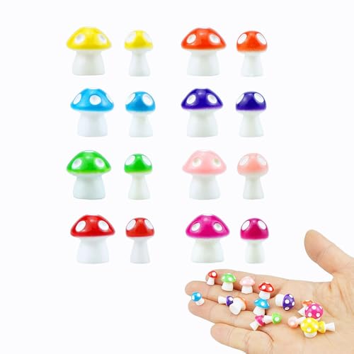 SaktopDeco 112 PCS 2 Sizes Miniature Resin Mushrooms Tiny Mushroom Figurines for Crafts Micro Garden Home Decorations Accessories