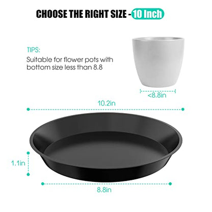 6 Pack Plant Saucer 4 6 8 10 12 14 16 18 20 22 Inch Plastic Plant Tray, Sturdy and Durable Flower Pot Container Accessories Plant Pot Saucers for Indoor and Outdoor (10 Inch, Black) - size: 10 Inch