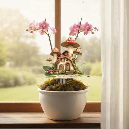 Mushrooms Garden Stakes Decor Yard Acrylic - 2D Spring Garden Acrylic Sign Decoration, Yard Art, Gift for Nature Lovers, for Indoor & Outdoor Flower Pots, Yard, Mini Gardens & Lawn (5.9”x5.9”) Y03