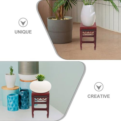 Wooden Plant Stand Flower Pot Base Display Pedestal for Bonsai Statue Crafts and Small Ornaments Hand-Polished Rustic Home Accent 6.61 X 4.17 X 4.17 in