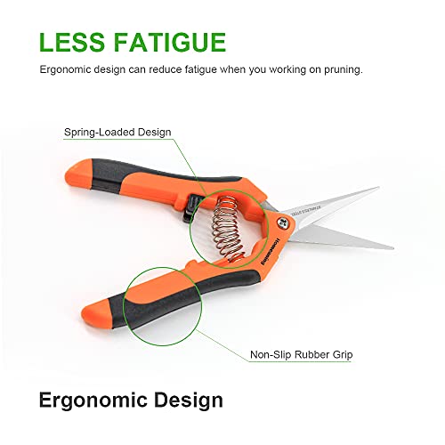 3 Packs Garden Pruning Shears with Straight Blades Trimming Scissors, Gardening Hand Pruning Snips Titanium Coated Precision Bonsai Pruning Shears, Convenient Flower Cutters (Orange) - style: Straight Blade