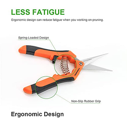 3 Packs Garden Pruning Shears with Straight Blades Trimming Scissors, Gardening Hand Pruning Snips Titanium Coated Precision Bonsai Pruning Shears, Convenient Flower Cutters (Orange) - style: Straight Blade