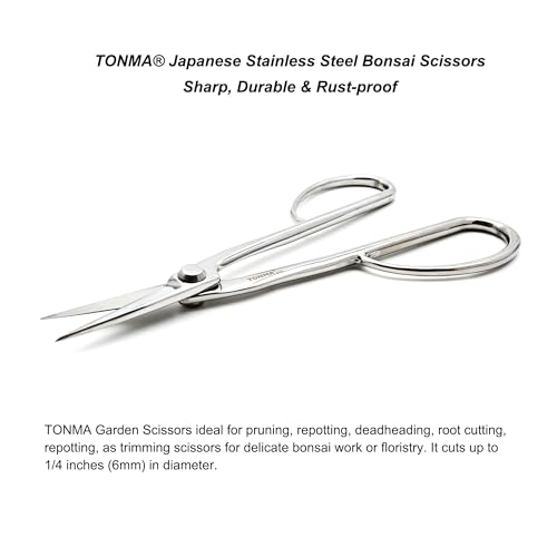 TONMA Satsuki Bonsai Scissors 8.5 Inches, Made in Japan, TGS-4 | Japanese Stainless Steel Hasami Pruning Scissors with Micro Serrated Blades, Professional Garden Bonsai Tools, Mirror Finish - style: Satsuki Bonsai Scissors