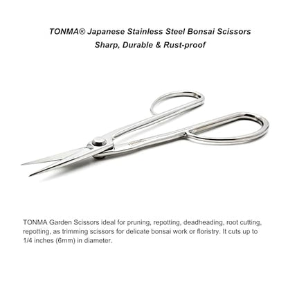 TONMA Satsuki Bonsai Scissors 8.5 Inches, Made in Japan, TGS-4 | Japanese Stainless Steel Hasami Pruning Scissors with Micro Serrated Blades, Professional Garden Bonsai Tools, Mirror Finish - style: Satsuki Bonsai Scissors