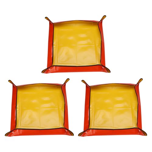 HARFINGTON 3pcs Repotting Mat 26" x 26" PE Cloth Waterproof Plant Repotting Mat Foldable Portable Gardening Potting Tray with Plastic Buckle for Indoor Plant Change Soil Watering, Yellow - color: Yellow, size: 26" x 26"