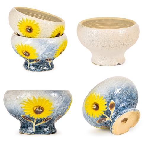 Sungmor Small Succulent Planters Set of 2, Beautiful Hand Crafted Ceramic Plant Pots Cute Cactus Pot, 6.5 Inch Flower Pots for Indoor Plants with Drainage, Desktop Windowsill Home Office Decor Pots | Beautiful Hand Crafted Ceramic Plant Pots Cute Cactus P