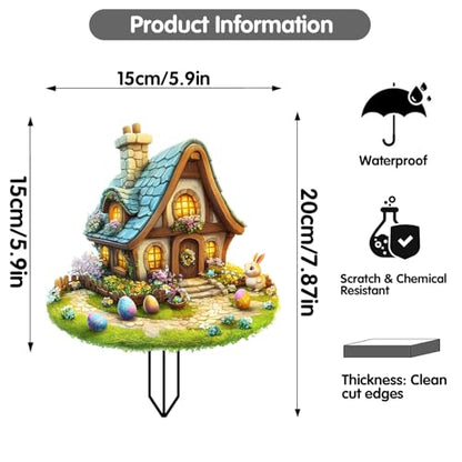House Garden Stakes Decor Yard Acrylic - 2D Spring Garden Acrylic Sign Decoration, Yard Art, Gift for Nature Lovers, for Indoor & Outdoor Flower Pots, Yard, Mini Gardens & Lawn (5.9”x5.9”) Y23