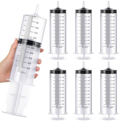 Geiserailie 10 Pcs 550 ml Large Syringes Bulk Individual Sealed Plastic Garden Syringe to Use Clean for Liquid Lip Gloss Paint Oil Measuring Filtration Watering Plant Refilling Feeding Industrial - size: 550 ml