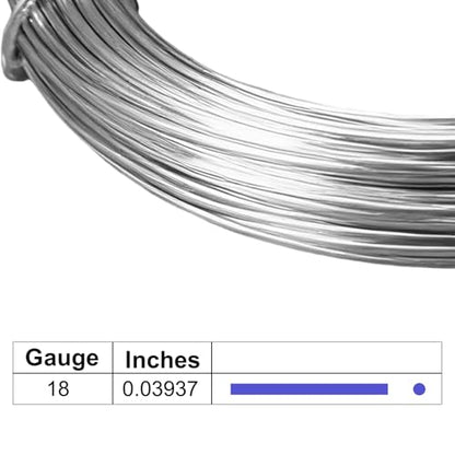 18 Gauge Craft Wire, 99 Feet 1mm Floral Wire Bendable Wire for Jewelry Making, Garden, Sculpting, Floral & Wreath Crafts, Silver Aluminum