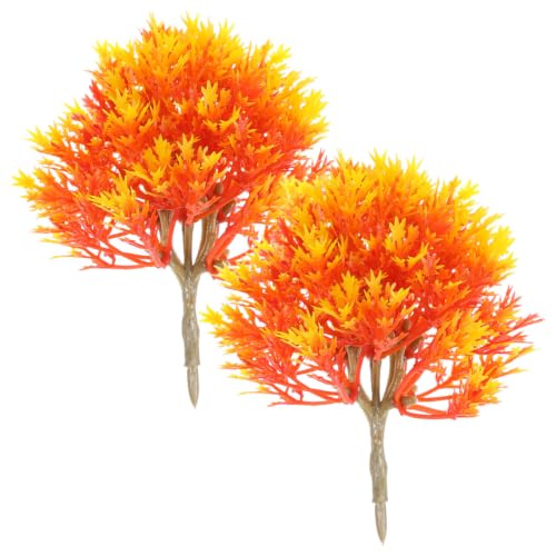 Totority Mini Artificial Maple Tree Model 2 Pack Simulated Maple Tree Ornament for Dollhouse Decor Micro Landscape Fairy Garden Table Display 3.93 X 2.75 X 2.75 in