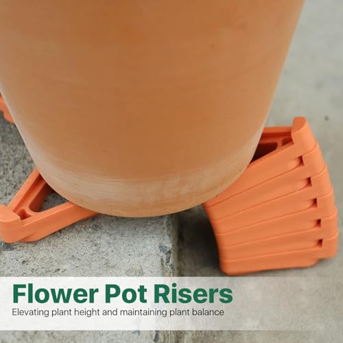 48Pcs Flower Plant Pot Feet, Triangle Plastic Pot Lifters Supports Small to Large Flower Planters, Invisible Flower Pot Risers, Potted Plant Stand Flower Pot Feet for Indoor and Outdoor Planter