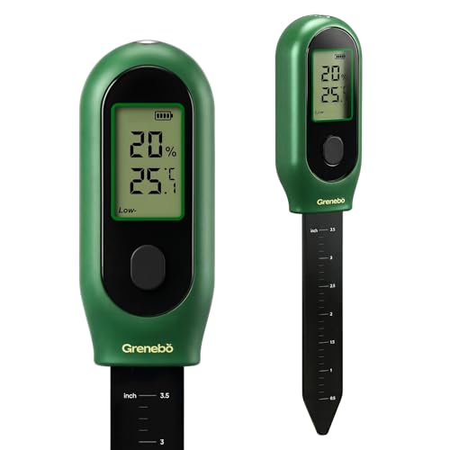 3-in-1 Soil Moisture Meter, Digital Plant Water Meter, Temperature & Sunlight Intensity Sensor, LCD Display Soil Tester for Gardening, Farming, Plant Care, Indoor & Outdoor Plants（Green）