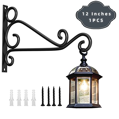 Fashion&Cool Retro Iron Hanging Plant Brackets, 12 Inch Heavy Duty Rust-Resistant Plant Hanger Hooks for Indoor/Outdoor Decoration | Holds 100 lbs, Rust Resistant Plant Brackets, Sturdy Hanging Hook for Large Heavy Potted Plant, Bird Feeders, Large Lanter