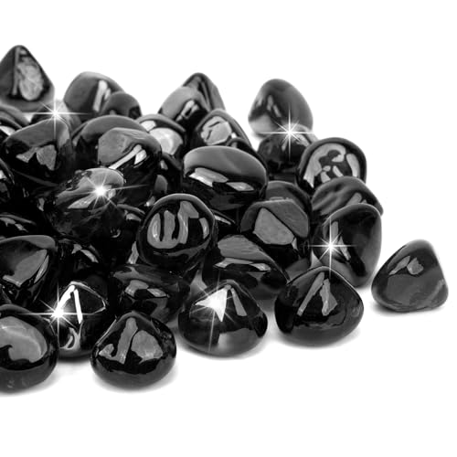 Mr. Fireglass 10 Pounds 1 Inch Diamond Fire Glass, High Luster Onyx Black - color: Onyx Black, size: 1 inch, 10 Pounds
