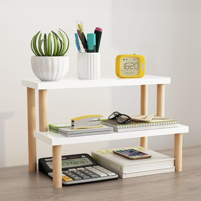 Small Plant Stand Shelf Indoor Desk, 2 Tiers Desktop Flower Stand | Window Sill Plant Shelf Ladder Tabletop Wood Display Stand for Mini Succulent Cupcake Spice Rack Countertop ( White, 14.2") - size: 2 Tiers
