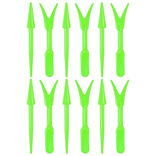 M METERXITY 12-Pack Mini Garden Hand Succulent Transplanting Tools, Plastic Seedlings Dibber Sowing Digging for Repotting/Lawn Maintenance/Plant Care, Small Gardening Tools [Green] - color: Green