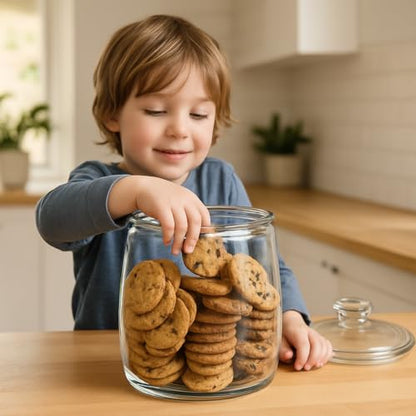 Large Glass Cookie Jar with Airtight Lid - 1 Gallon Storage Container for Candy, Flour, Sugar, Pet Food & Dog Treat Canister - Pack of 1
