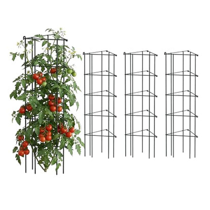 Vego 3-Panel Tomato Cage for Garden & Pots, Rust-Resistant Tomato Stakes Plant Cage Trellis Support for Climbing Vegetables Plants- 11.5" Triangle 4 Pack - size: 11.5 inch