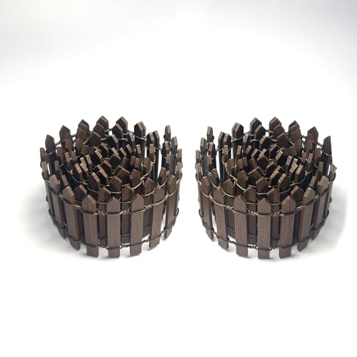Fairy Garden Miniature Fence Accessories: 2 Pcs Wooden Picket Fence | Indoor & Outdoor Decorative Christmas Village - for Kids Ages 4 to 8 - Festive Decor for Christmas and Halloween - color: Brown-2pcs