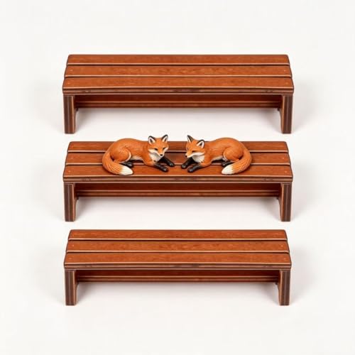 3pcs Wooden Miniature Bench Set, Dollhouse Furniture Mini Bench Model Craft Mini Chairs Garden Bonsai Ornaments Park Street Seat Dollhouse Decoration Accessory