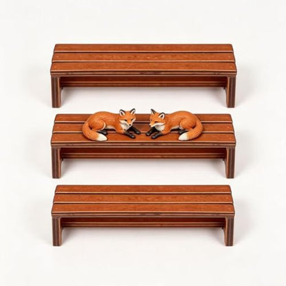 3pcs Wooden Miniature Bench Set, Dollhouse Furniture Mini Bench Model Craft Mini Chairs Garden Bonsai Ornaments Park Street Seat Dollhouse Decoration Accessory