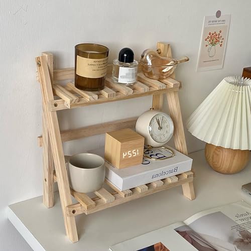 2-Tier Bamboo Plant Stand - Indoor Tabletop Succulent Plant Shelf, Rack, Flower Pot Holder
