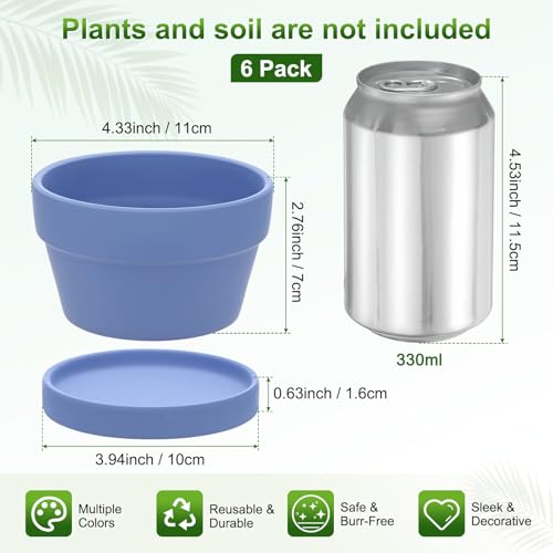 M METERXITY 6-Pack Shallow Terracotta Clay Pots, 4.3" Ceramic Small Plant Pots with Saucer and Drainage Holes for Succulent Plants/DIY Crafts, Terracotta Pottery Planters [Light Purple] - color: Light Purple