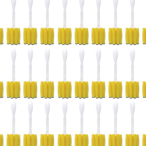 LOLA Glass & Jar Foam Sponge Brush, 72 Pack, Star Shaped w/Non-Scratch Blue Scrubber Top, Perfect for Glasses, Mugs, Bottles, Dishwasher Safe - size: 72 Pack