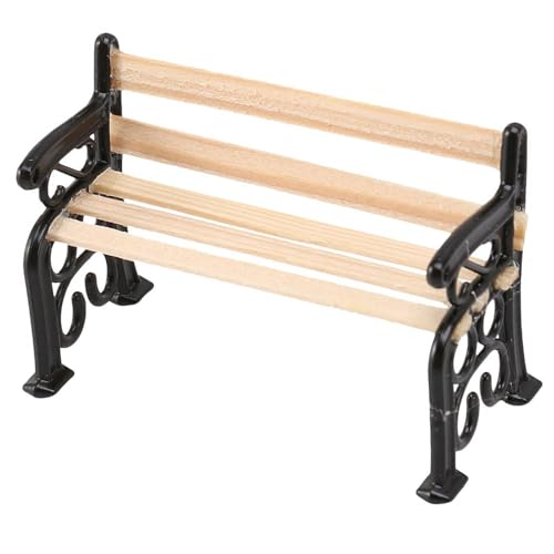 Black 1/24 Miniature Park Bench Dollhouse Decoration Accessories Miniature Dollhouse Miniature Park Bench Scale Accessories(1.9x0.9x1.3 inch)