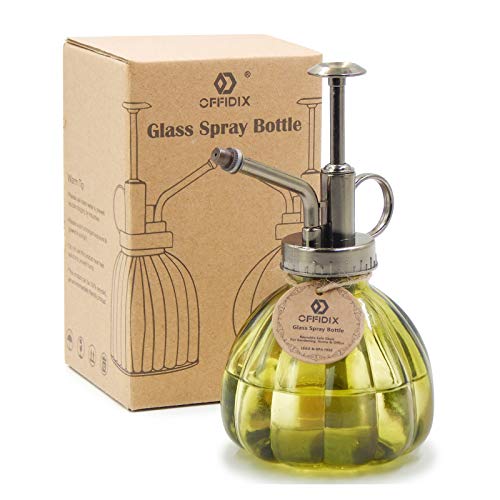 Plant Mister, Pumpkin Glass Spray Bottle Small, Olive Green 6.7oz | 200ml Spray Misters, 6.3" Tall Vintage Style, Plastic Top Pump, One Hand Spray Bottle for Indoor Outdoor Succulent Plants - color: E-Olive Green