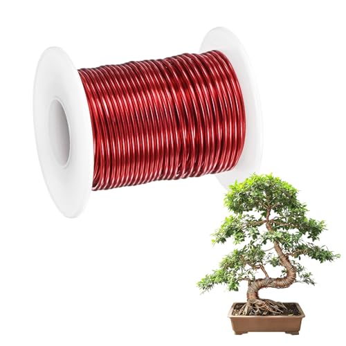 M METERXITY 1-Pack Bonsai Training Wire, 1.5mm x 49ft/15m Anodized Aluminum Bonsai Tree Wire for Fine Trunk/Gardening Branch/DIY Crafting [Dark Red] - color: Dark Red, size: 1.5mm x 49ft/15m