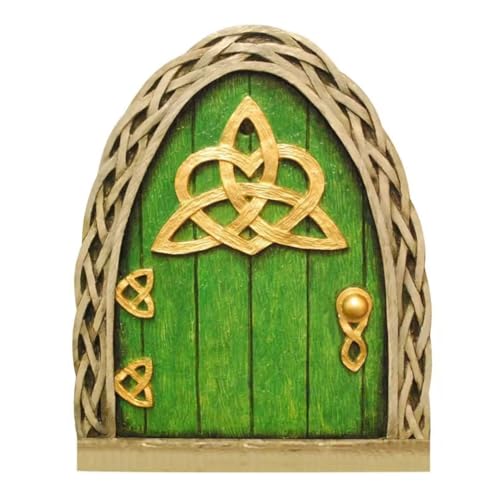 Jinshining Green Mini Fairy Garden Door for Tree, 3D Miniature Fairy Door for Fairytale Tiny House Doors, Bonsai Terrarium Micro Landscape Decoration Accessories Garden Miniatures