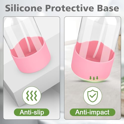 Glass Spray Bottles for Cleaning - 16 oz Spray Bottles with Silicone Sleeve - color: Pink