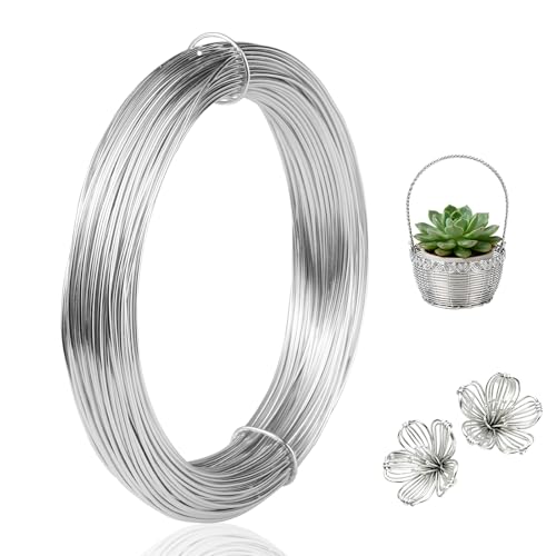 18 Gauge Craft Wire, 99 Feet 1mm Floral Wire Bendable Wire for Jewelry Making, Garden, Sculpting, Floral & Wreath Crafts, Silver Aluminum