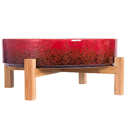 ARTKETTY Succulent Pots - 11 Inch Large Bonsai Pots with Drainage - color: 11" Red