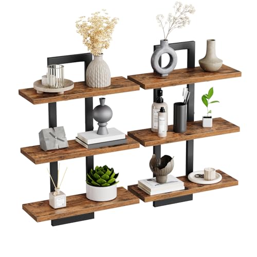 HOOBRO Floating Shelves, Set of 2 Wall Shelf, Wall Mounted Storage Shelves